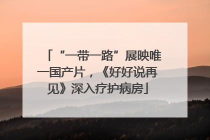 “一带一路”展映唯一国产片，《好好说再见》深入疗护病房
