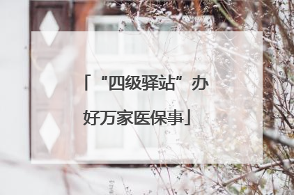 “四级驿站”办好万家医保事
