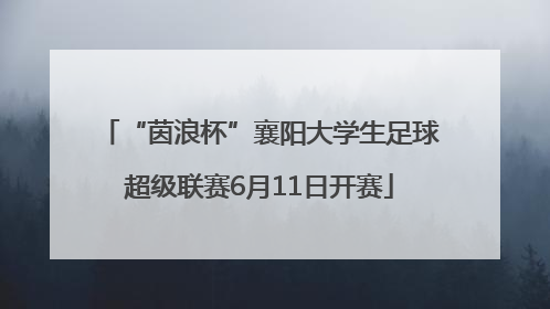 “茵浪杯”襄阳大学生足球超级联赛6月11日开赛