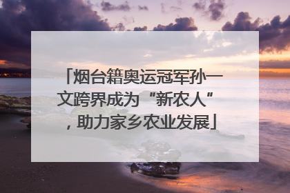 烟台籍奥运冠军孙一文跨界成为“新农人”，助力家乡农业发展