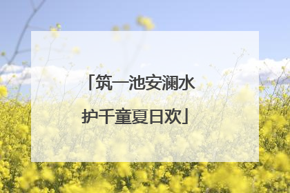 筑一池安澜水 护千童夏日欢