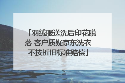 羽绒服送洗后印花脱落 客户质疑京东洗衣不按折旧标准赔偿
