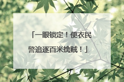 一眼锁定！便衣民警追逐百米擒贼！
