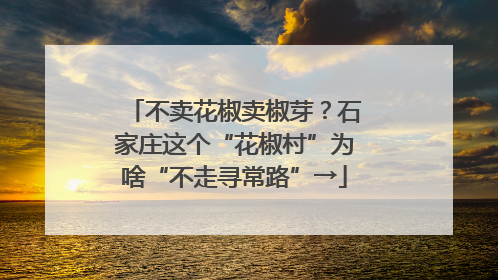 不卖花椒卖椒芽？石家庄这个“花椒村”为啥“不走寻常路”→