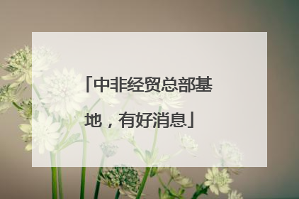 中非经贸总部基地，有好消息