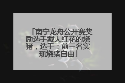 南宁龙舟公开赛奖励选手戴大红花的烧猪，选手：前三名实现烧猪自由