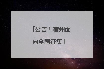 公告！宿州面向全国征集