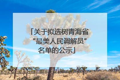 关于拟选树青海省“最美人民调解员” 名单的公示