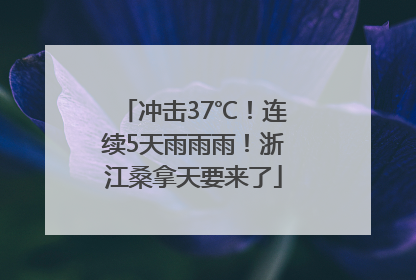 冲击37℃！连续5天雨雨雨！浙江桑拿天要来了
