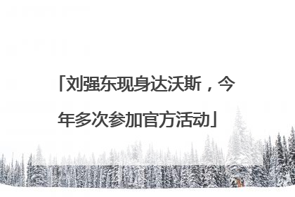 刘强东现身达沃斯，今年多次参加官方活动