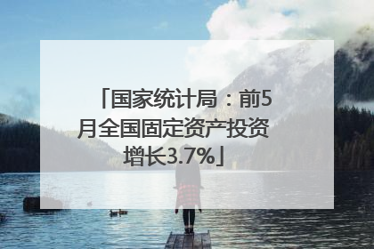 国家统计局：前5月全国固定资产投资增长3.7%