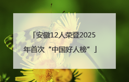 安徽12人荣登2025年首次“中国好人榜”