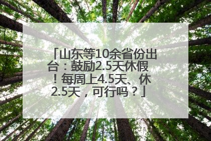 山东等10余省份出台：鼓励2.5天休假！每周上4.5天、休2.5天，可行吗？