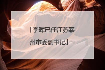 李晖已任江苏泰州市委副书记