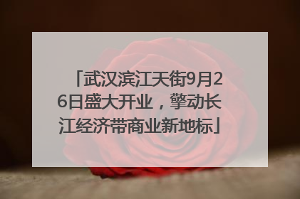 武汉滨江天街9月26日盛大开业，擎动长江经济带商业新地标