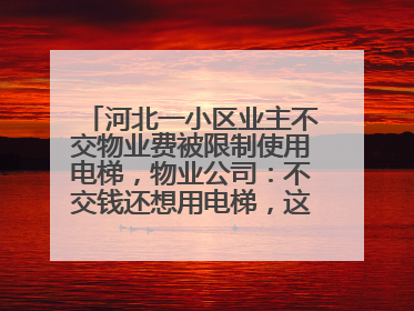 河北一小区业主不交物业费被限制使用电梯，物业公司：不交钱还想用电梯，这钱谁出？