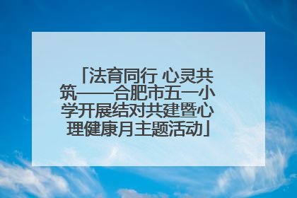 法育同行 心灵共筑——合肥市五一小学开展结对共建暨心理健康月主题活动