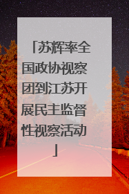 苏辉率全国政协视察团到江苏开展民主监督性视察活动