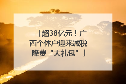 超38亿元！广西个体户迎来减税降费“大礼包”