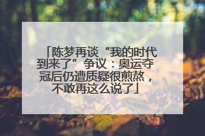 陈梦再谈“我的时代到来了”争议：奥运夺冠后仍遭质疑很煎熬，不敢再这么说了