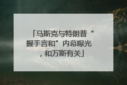 马斯克与特朗普“握手言和”内幕曝光，和万斯有关