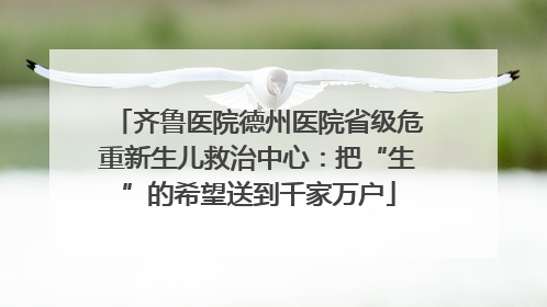 齐鲁医院德州医院省级危重新生儿救治中心：把“生”的希望送到千家万户