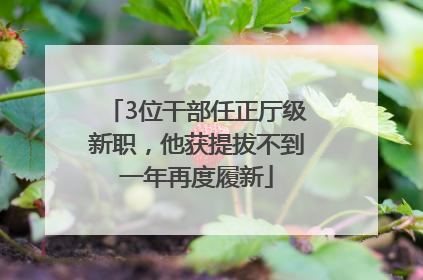 3位干部任正厅级新职，他获提拔不到一年再度履新