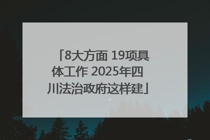 8大方面 19项具体工作 2025年四川法治政府这样建
