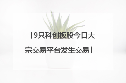 9只科创板股今日大宗交易平台发生交易